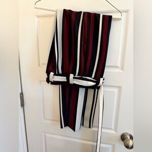 Express Navy, White, and burgundy Striped Pants